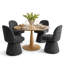 4 - Person Dining Table Sets With Round Table & 4 Swivel Upholstered Fabric Chairs-133587510