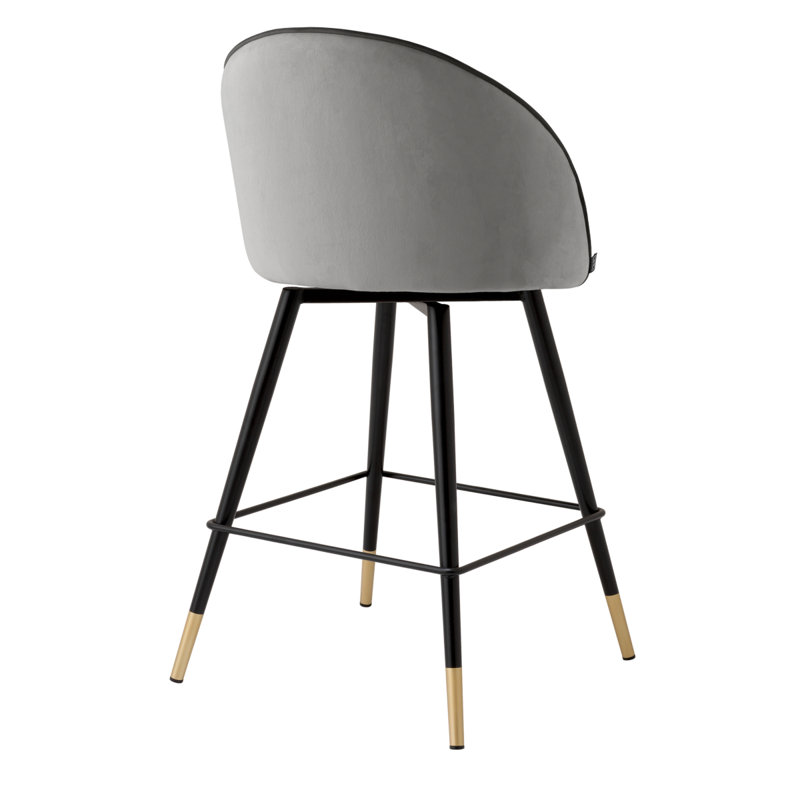Cooper Swivel Upholstered Stool with Metal Frame, Roche Light Gray, Counter Stool (26.38" Seat Height)