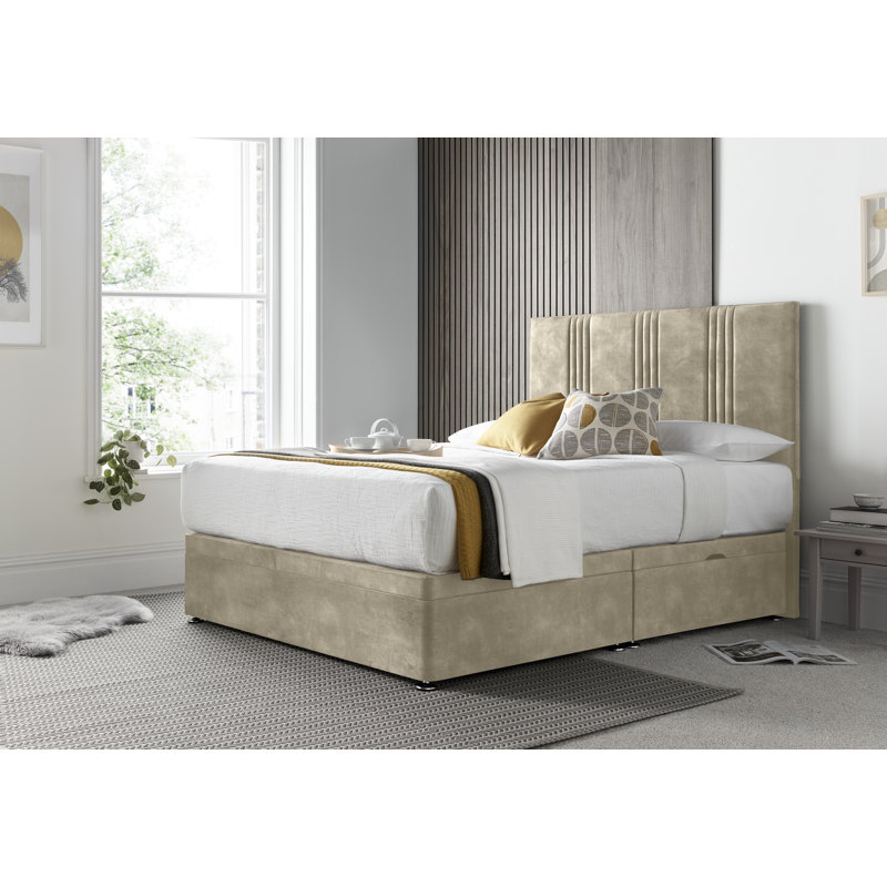 New Empire Conistan Divan Ottoman with Floor Standing Headboard , Almond, Double (4'6)