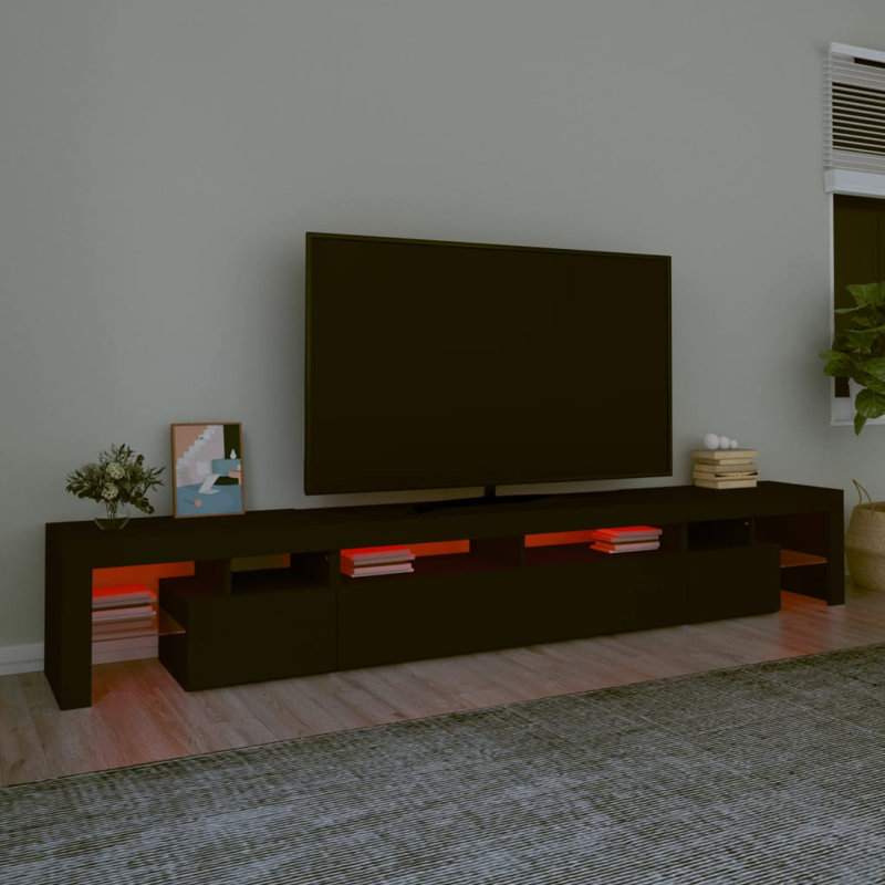 Meuble télé pour téléviseur de 88 po ou moins, Noir, 90,6 po de largeur