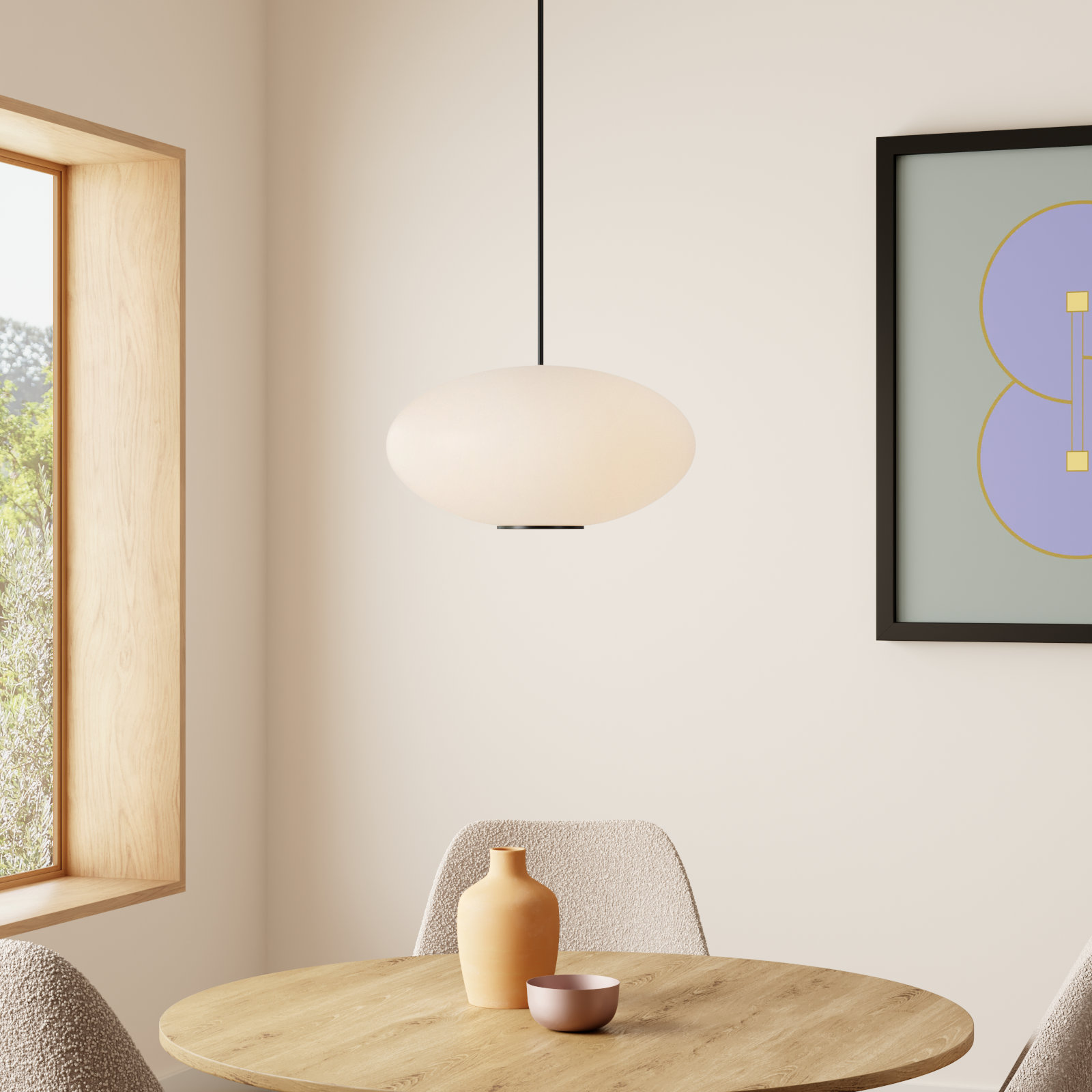 Illusion Dimmable Single Light Pendant, Black, 3000K