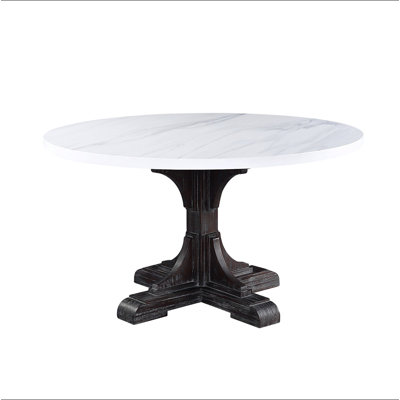 Table de salle à manger ronde avec plateau en marbre artificiel