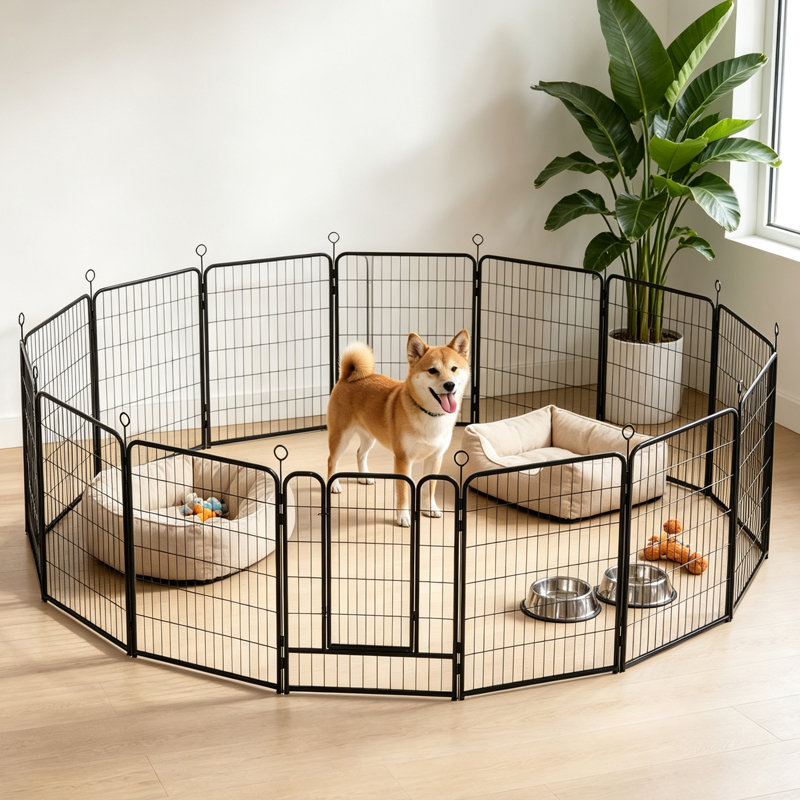 Parc pour chien robuste en métal de 40 pouces avec 16 panneaux, enclos d'exercice intérieur et extérieur pour animaux de compagnie avec barrière à verrouillage automatique, clôture anti-rouille pour chiot