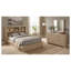 Ensemble de chambre à coucher Callahan en chêne clair, 3 pièces, avec tête de lit bibliothèque, commode et miroir.-2061590423