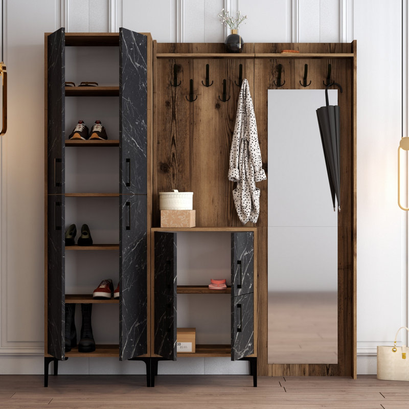 Arvydas Hall Tree 180cm Wide with Shoe Storage