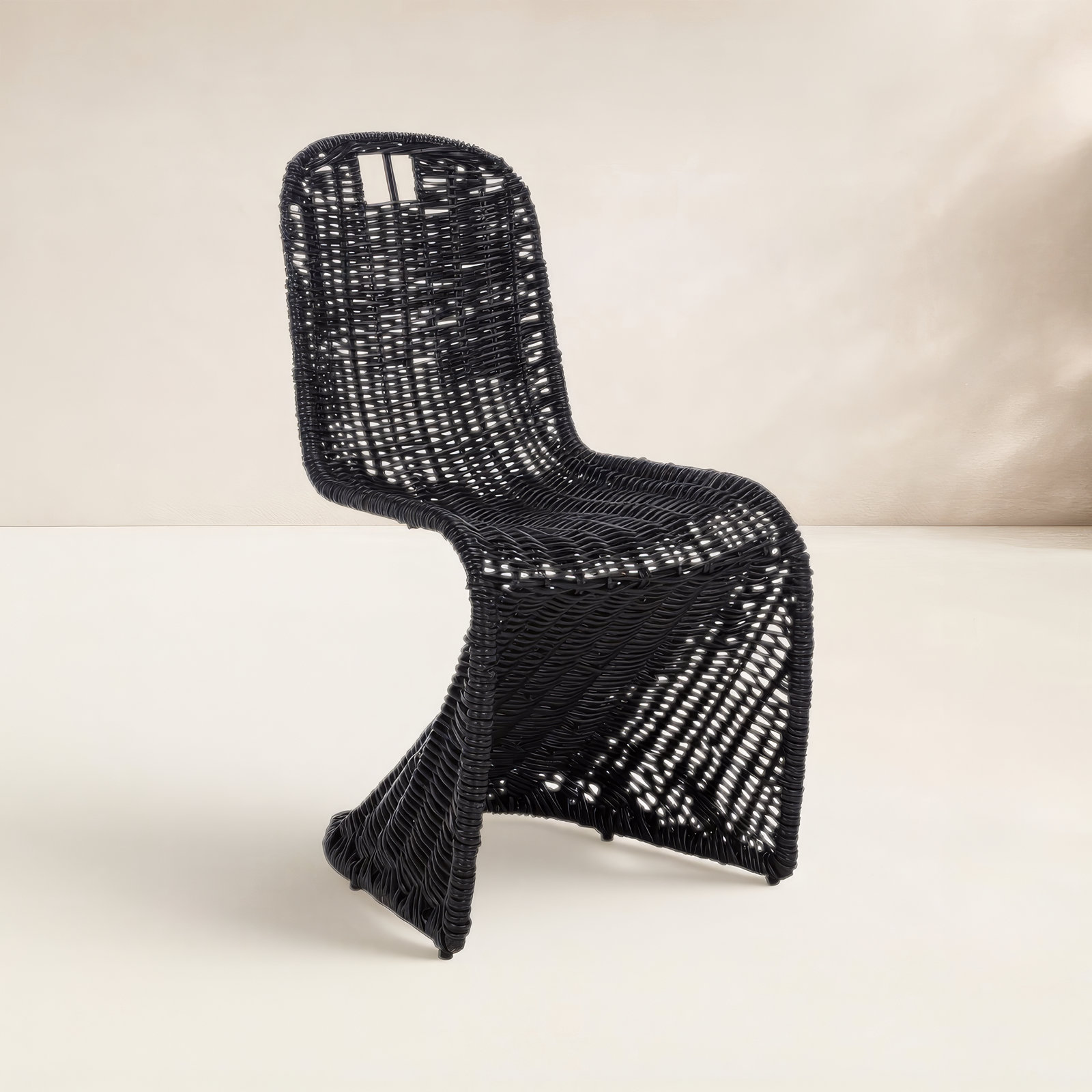 Celeste Outdoor Wicker Dining Chair, Black