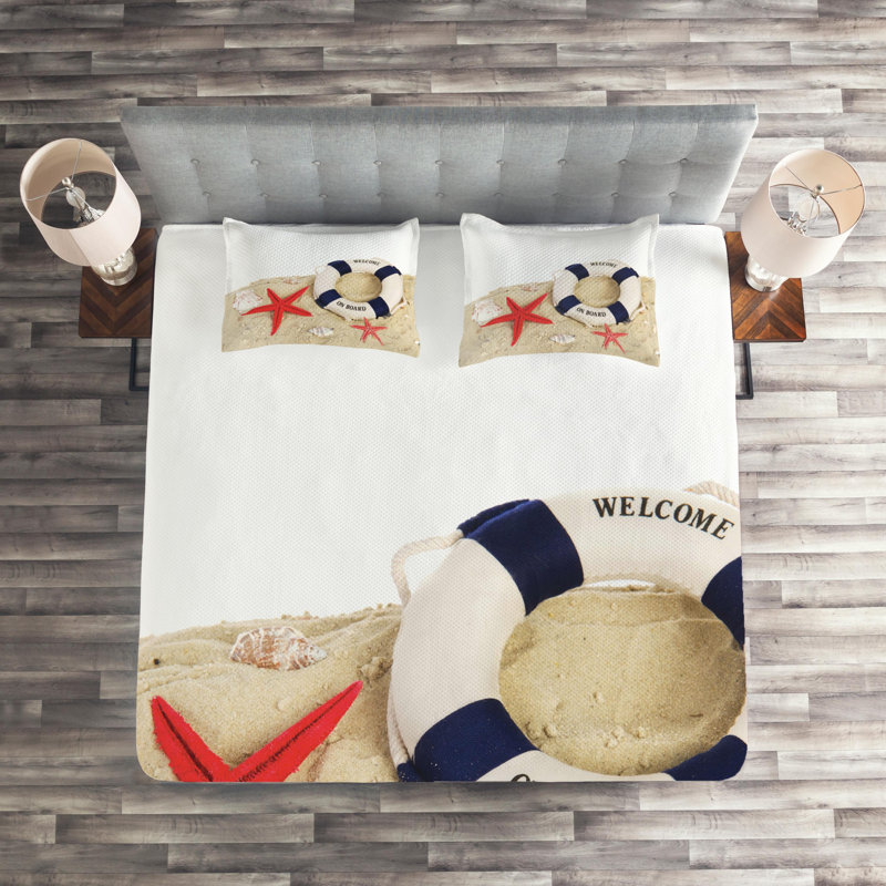 Buoy Coastal Polyester Coverlet, King Bedspread + 2 Shams
