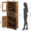 Grande armoire de rangement autoportante de 67 pouces avec portes en verre et tablettes réglables, armoire en panneau de fibres à densité moyenne imperméable avec quincaillerie anti-basculement pour salle de bain, cuisine et salle de lavage, double rangée, couleur rétro-130912214