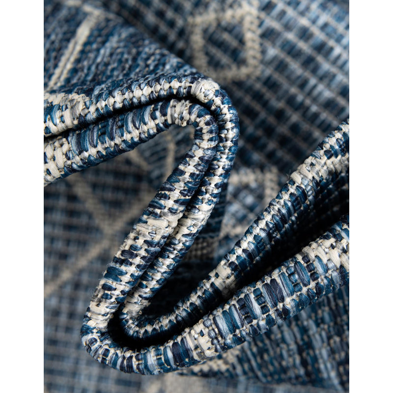 Innsbrook Southwestern Power Loom Teal Indoor/Outdoor Area Rug, Square 10'