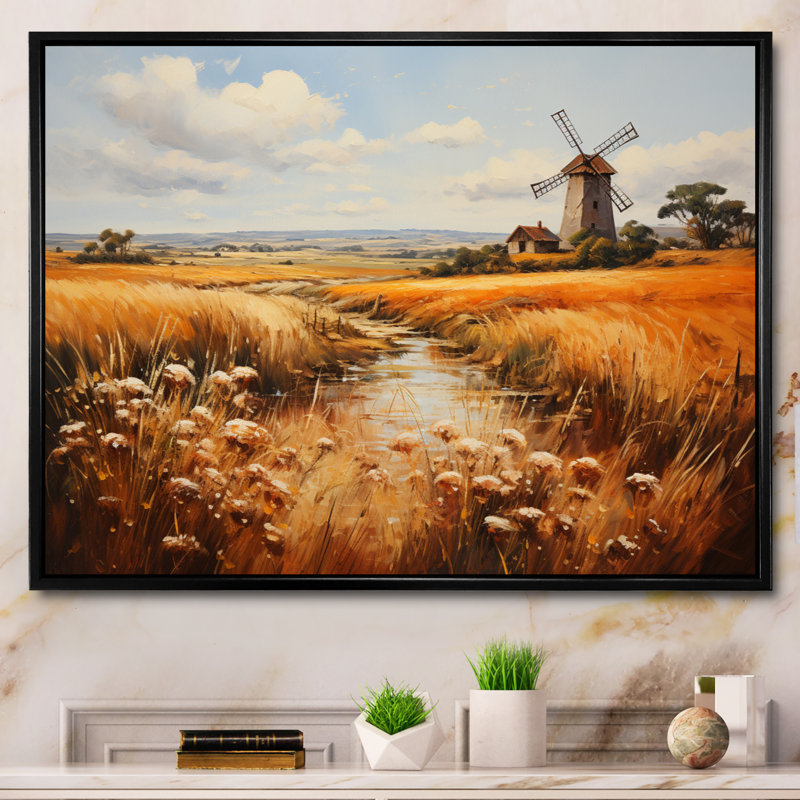 «Danemark Windmill Serenade», reproduction sur toile, H 34 po x l 44 po x P 1,5 po, Cadre flottant noir