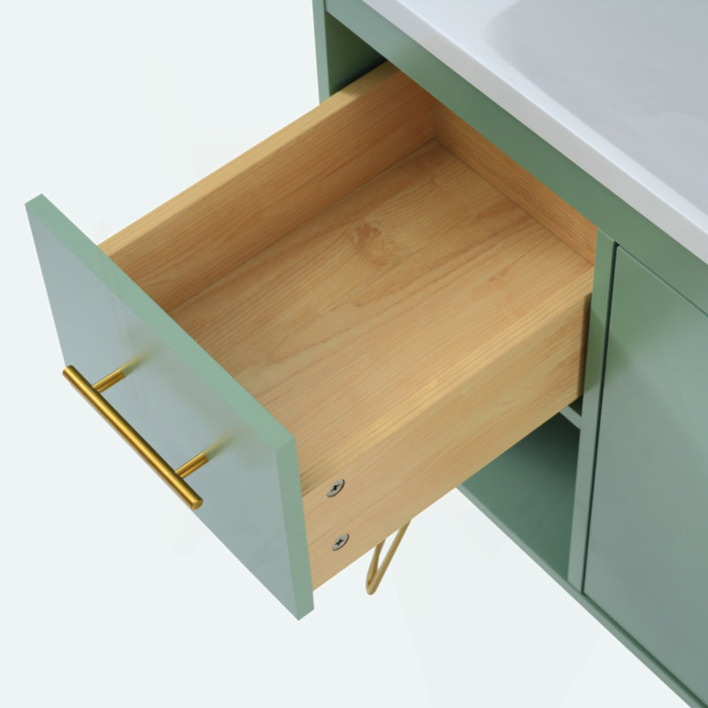 36'' Green MDF Freestanding Bathroom Vanity with Resin Sink