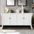 Refined Industrial 4-Door Credenza With Wooden Arc Legs & Bronze Clasps – Advanced Storage Design, Solid Craftsmanship-319459582