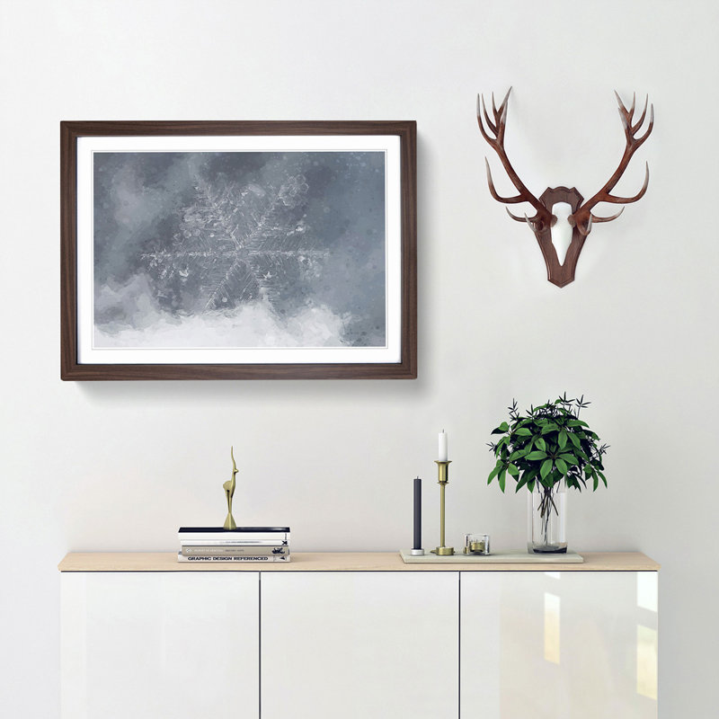 A Snowflake in Abstract - Framed Print, 62cm H x 87cm W x 2cm D, Walnut Framed