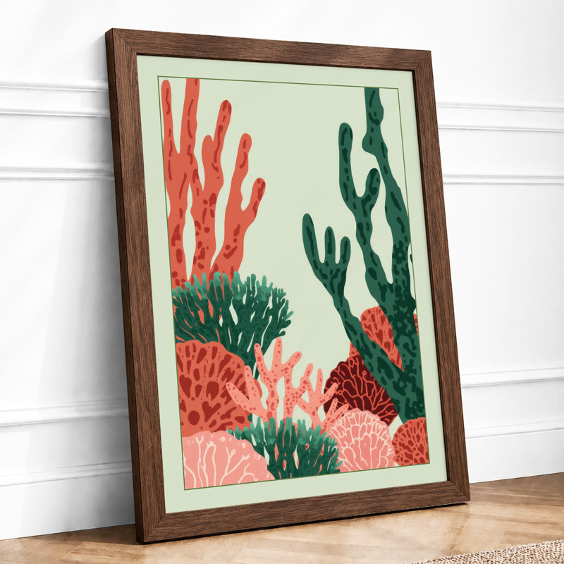 Desert Garden Botanical - Framed Print, A4 - 29.7 x 21.0 cm, Walnut