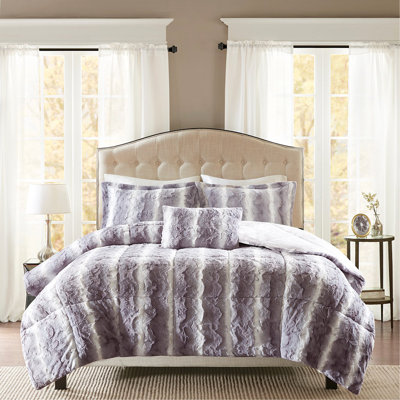 4PC Faux Fur Comforter Set