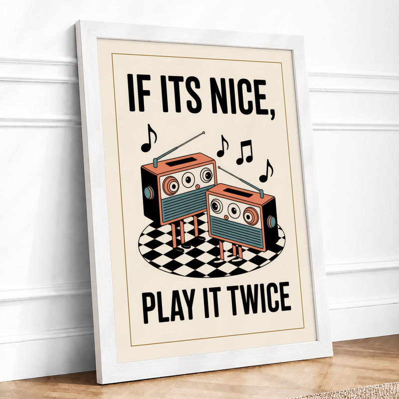 Play It Twice Retro - Framed Print, A1 - 84.1 x 59.4 cm, White
