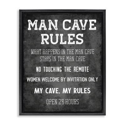 My Man Cave Rules Framed Floater Canvas Wall Art by CAD Designs
