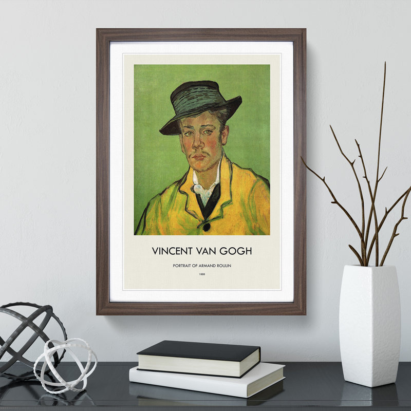 Portrait of Armand Roulin Print by Vincent Van Gogh - Picture Frame Painting, 48cm H x 36cm W x 2cm D, Walnut Framed