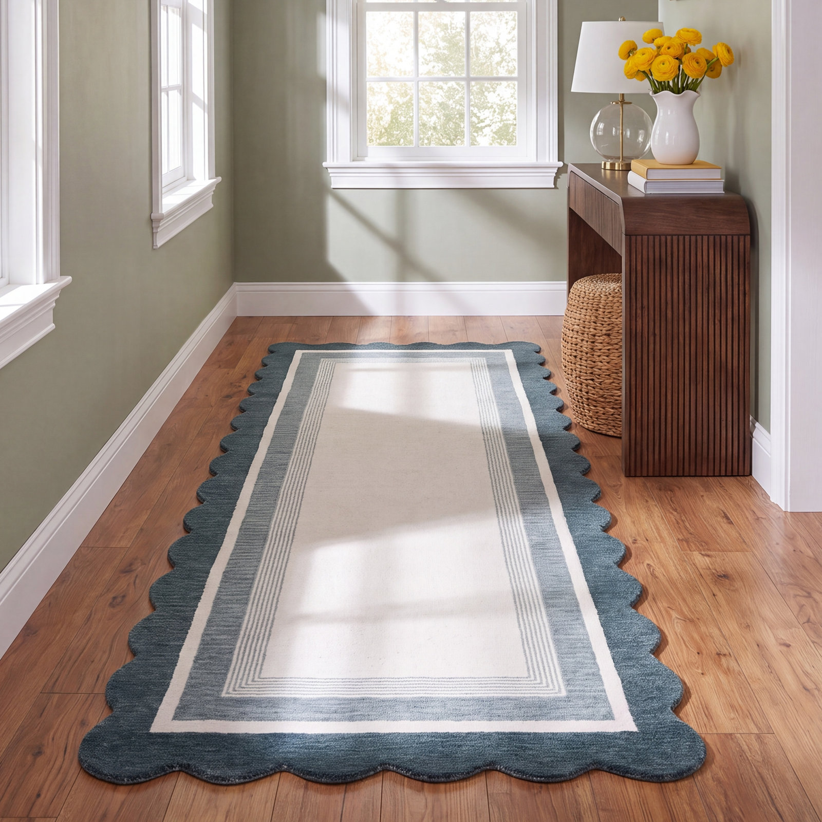 Hand-Tufted Wool Striped Outdoor Rug, Runner 2'3" x 8'