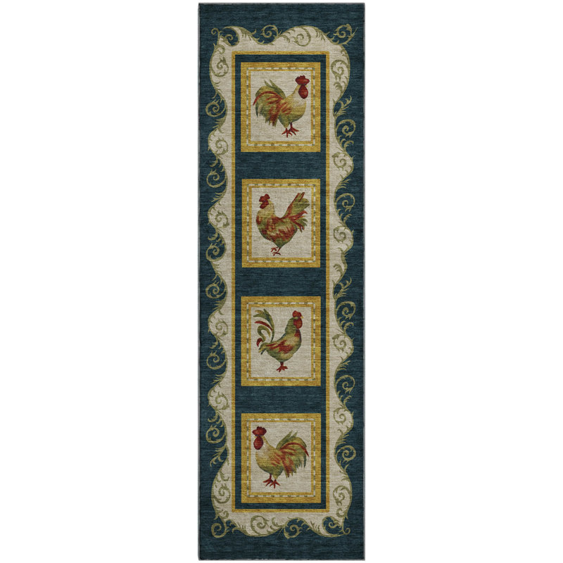 Premium Machine Washable Chiekezi AMF159 Midnight Rug, Runner 2'3" x 7'6"