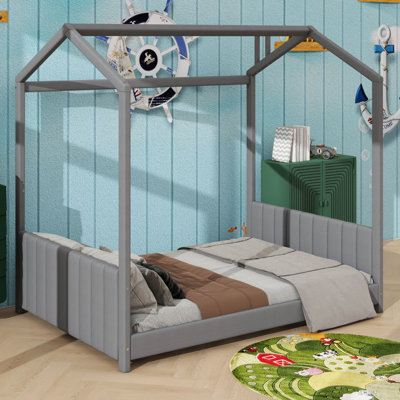 Velvet House-Style Wooden Bed