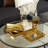 Gouse Plastic Mirrored Geometric Decor Gold Tray Set