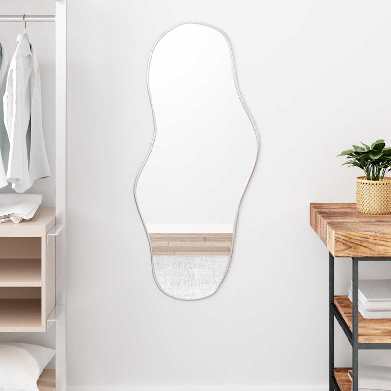 Miroir mural vidaXL, fixation murale en PVC, Argent argent, 39,37 po x 17,72 po