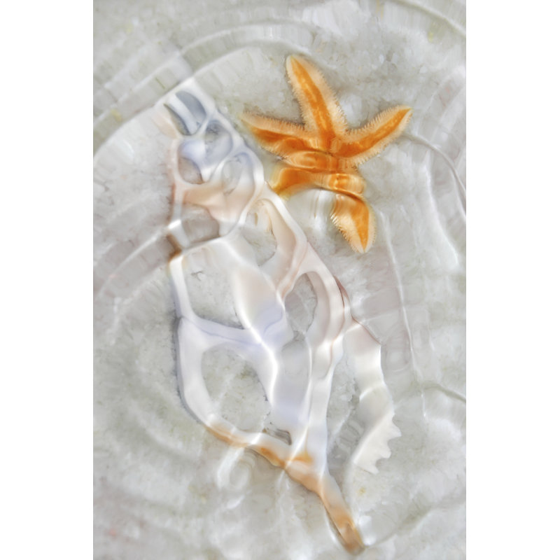 Underwater Light Waves VII - Print on Canvas, 30 cm H x 20 cm W, Black Floater Framed