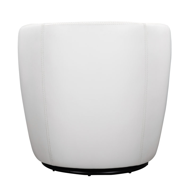 Azurdee Top Grain Genuine Italian Leather Swivel Barrel Chair (Set of 2), Snow