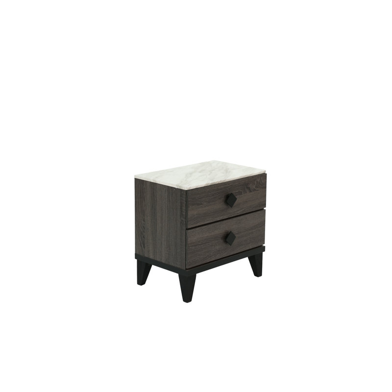 Table de chevet recouverte de faux marbre de style chêne gris foncé rustique, 23 po x 15 po 23 po avec plateau, pouces x 15