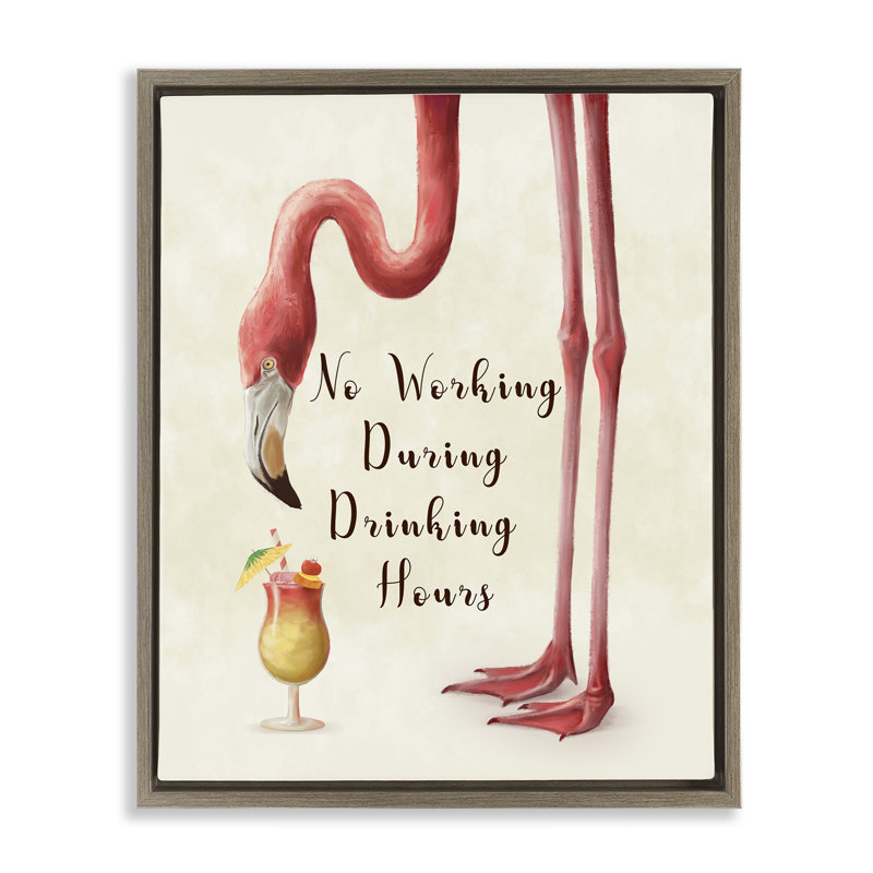 «Flamingo & Cocktail Expression» par Ziwei Li, H 21 po x l 17 po, Cadre flottant orme Montalcino