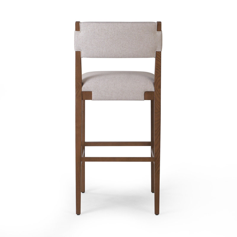 Tamari Stool-Sonoma Chestnut-Bar, Brown, Bar Stool (31.26" Seat Height), Cream Linen Blend