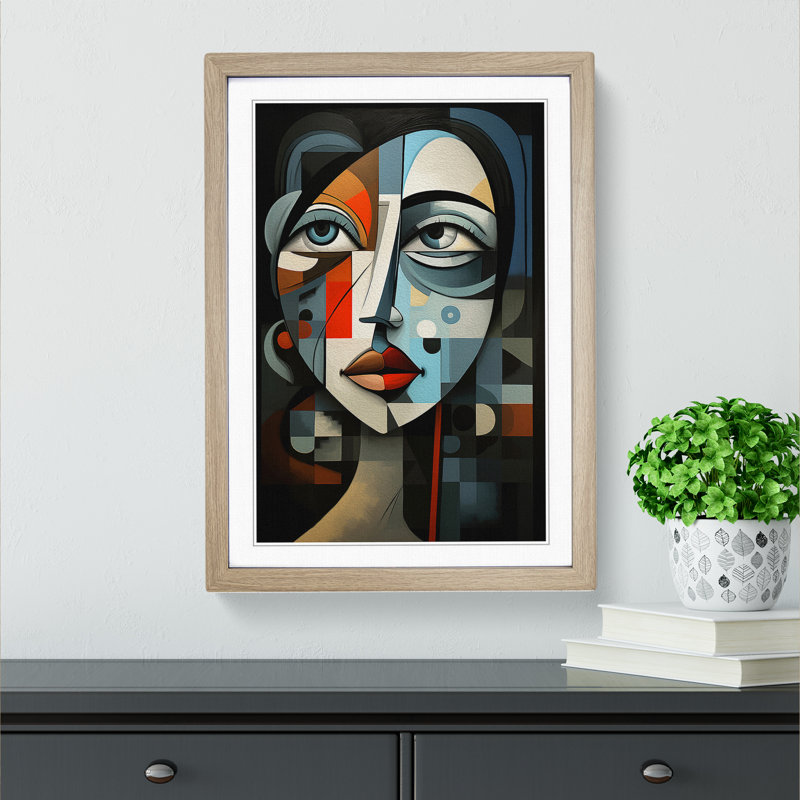 Pablo Picasso Digital - Single Picture Frame Print on Wood, 64cm H x 46cm W x 2cm D, Oak Framed