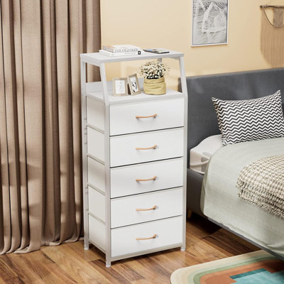 Furnulem Dresser With 5 Drawers, Vertical Storage Tower Fa...
