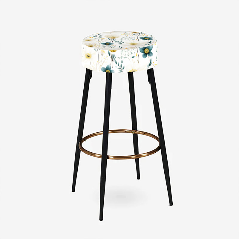 Ensemble de 2 tabourets de bar Ethereal Neutrals Ii Boho, Literie florale blanche et beige minimaliste