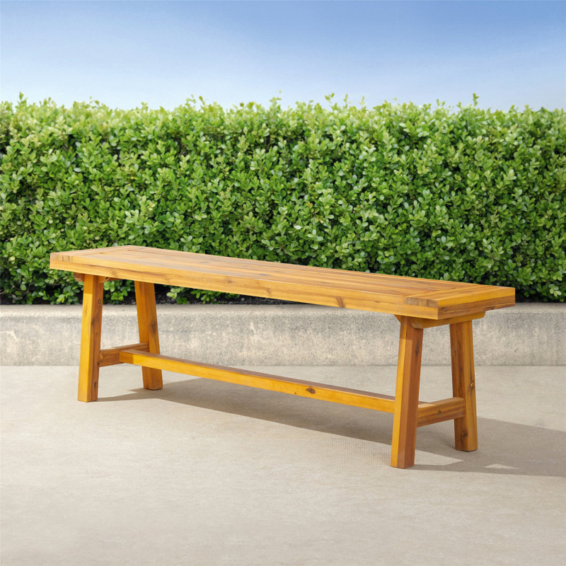 Banc de pique-nique en bois d'acacia Aamya, Brun clair