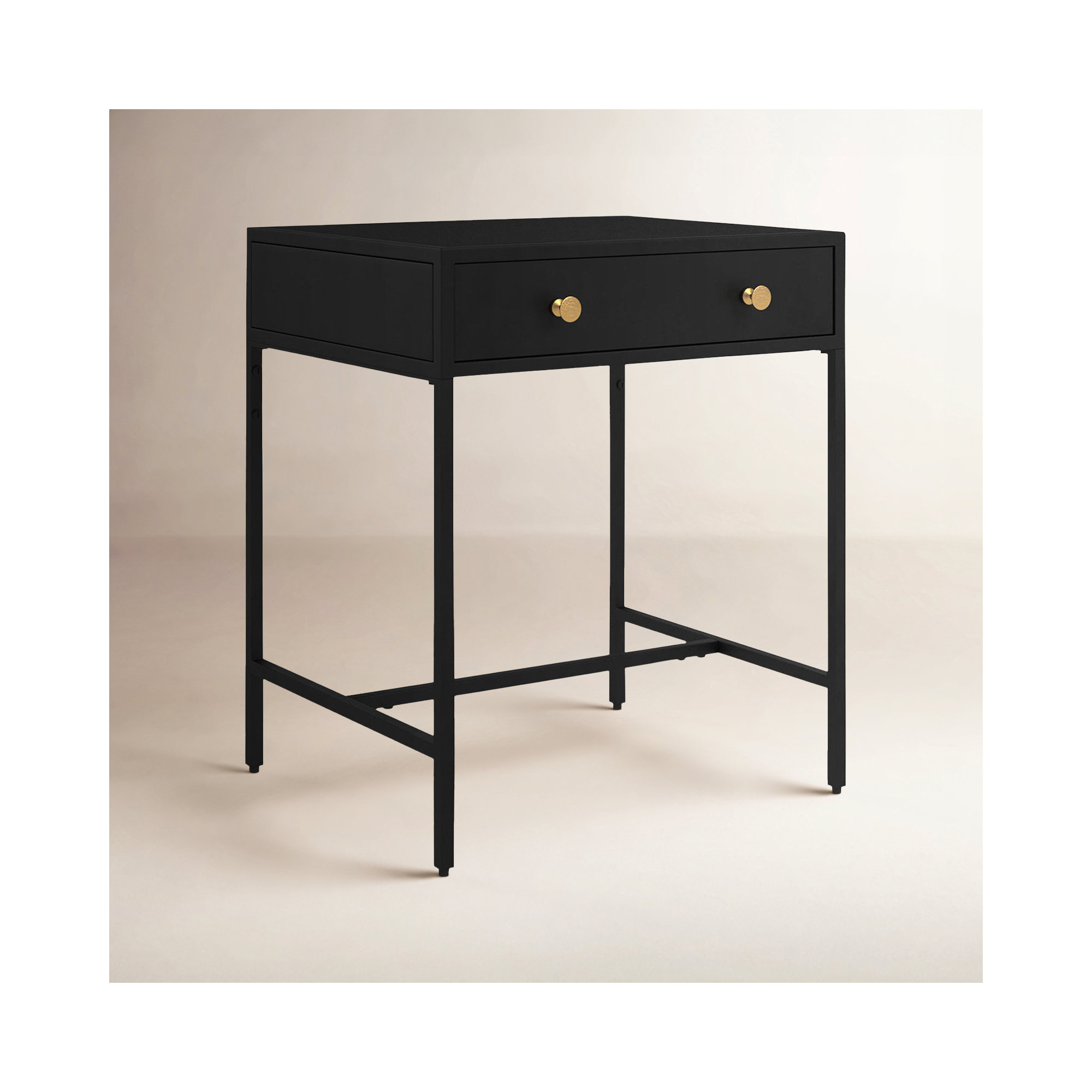 Springer 24'' Tall 1 - Drawer Iron Nightstand in Black, Black