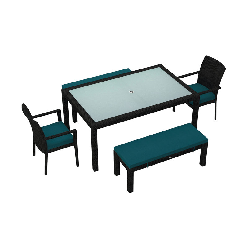 Ensemble repas 5 pièces avec coussins Subrern, Tissage uni palette paon Sunbrella®