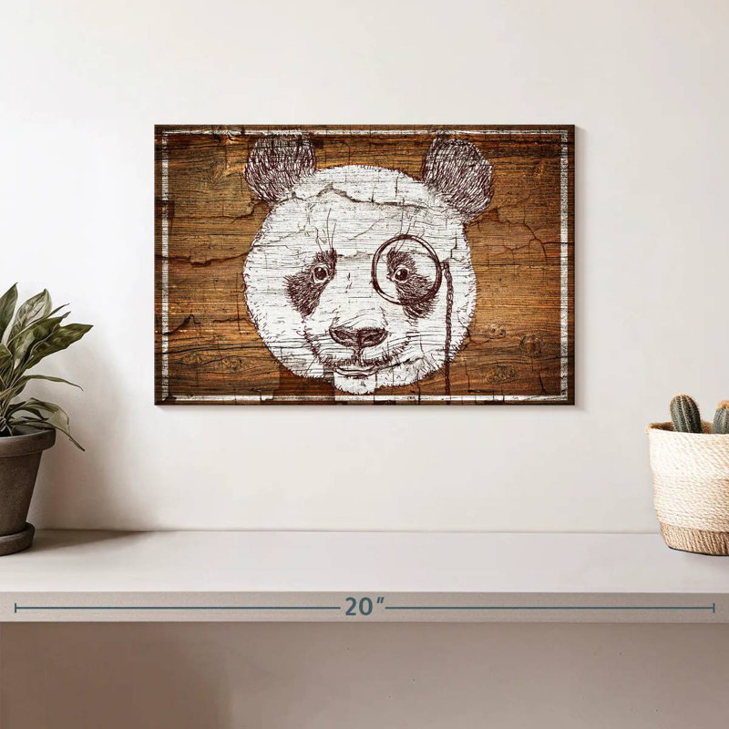 Brampt Panda On Wood, 8" H x 12" W