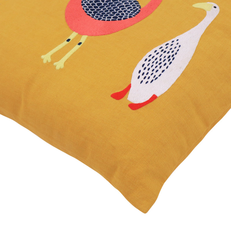 Birds Pillow Cover 20x20 Inch, Calendula Yellow