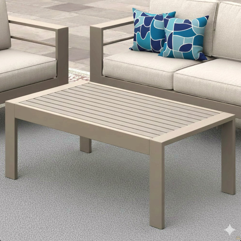 Table basse d'extérieur en métal toutes saisons, Kaki