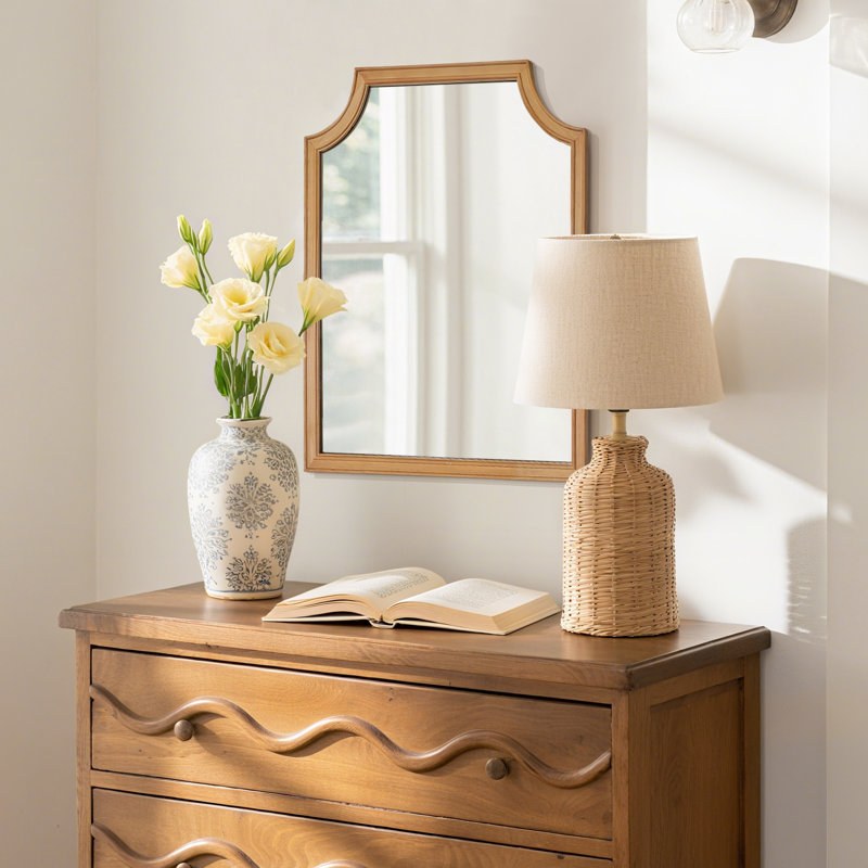 Miroir d'appoint mural, 20 po x 16 po, Bois naturel