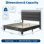 Base de lit plateforme avec tête de lit réglable, support en tissu et lattes en bois, sommier robuste, aucun sommier requis, assemblage facile-1535243563