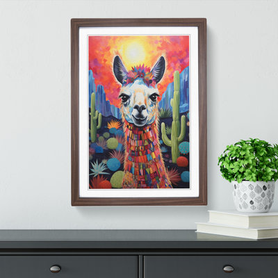 XYZ-FRM-V1223-4306 Llama Symbolism - Single Picture Frame Print on Wood