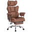 Fauteuil de direction ergonomique avec appui-tête, accoudoir rembourré et repose-pieds-1488946983