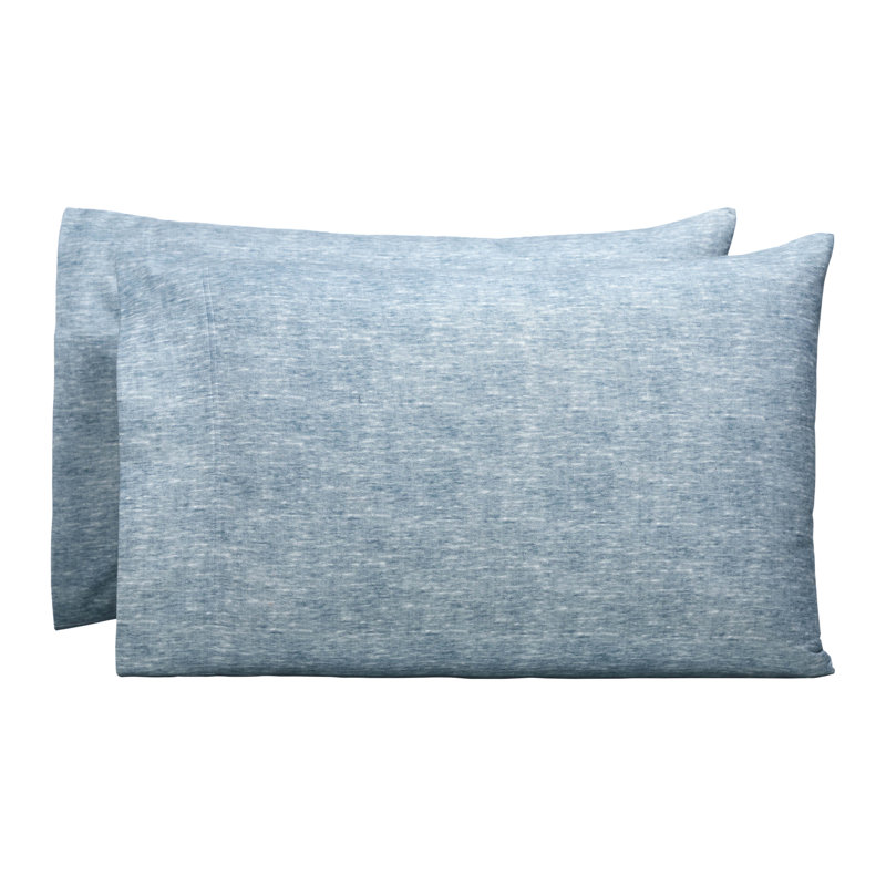 Superior Melange Flannel Cotton Two-Toned Fuzzy Warm Modern Pillowcases, King Pillowcase, Washed Blue