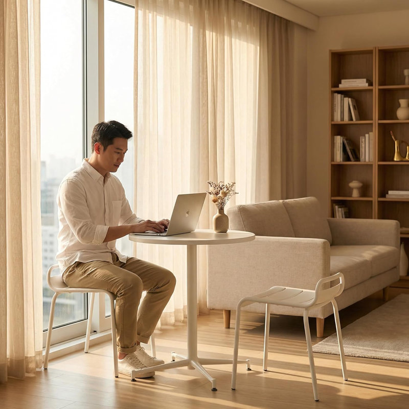 Table bistro Dairon, H 29,5 po x L 23,62 po x l 23,62 po, Blanc