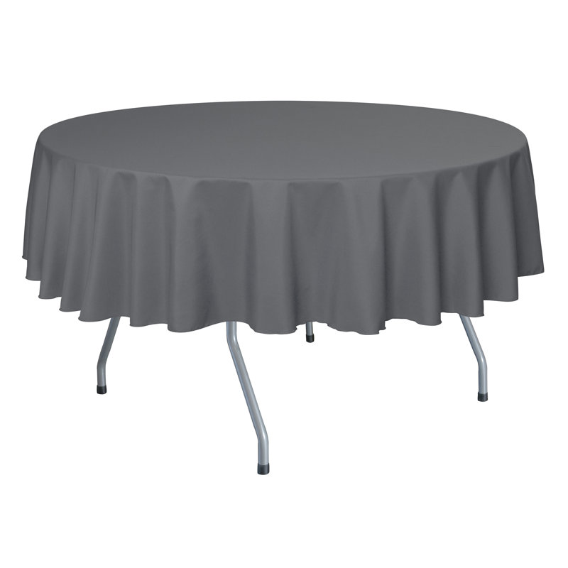 Ultimate Textile - Round Polyester Linen Tablecloth, 84" x 84", 10, Charcoal