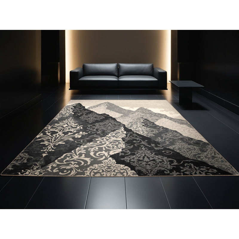 Machine Washable Panameno Classic Damask Rug in Beige – Beige Binding, 3' Round