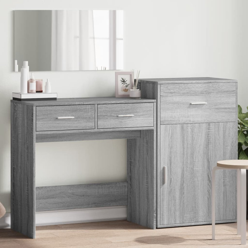 Dressing Table with Mirror, Grey Sonoma